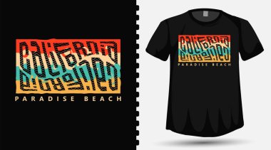 Kaliforniya Paradise Sahili tipografi el sallıyor. Moda kıyafetleri ve poster için dizayn şablonu.