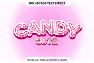 3d şeker kelimelerindeki metin efekti metin efekti teması düzenlenebilir pembe ve beyaz renkli şeker rengi konsepti