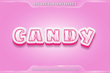 3d şeker kelimelerindeki metin efekti metin efekti teması düzenlenebilir pembe ve beyaz renkli şeker rengi konsepti