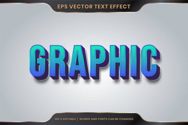 3d Grafik kelimelerle metin efekti, yazı tipi stilleri tema düzenlenebilir retro gradyan Mavi ve tosca renk kavramı