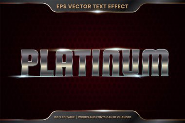 3d platin kelimelerle metin efekti, yazı tipi biçimi temalı düzenlenebilir gümüş rengi ışık konseptiyle