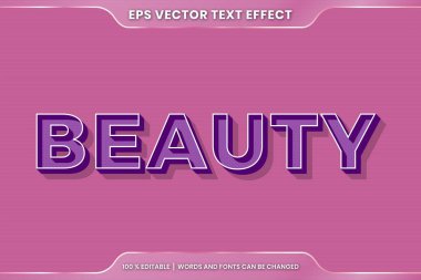 3d Beauty words, font style temalı düzenlenebilir mor renk konsepti