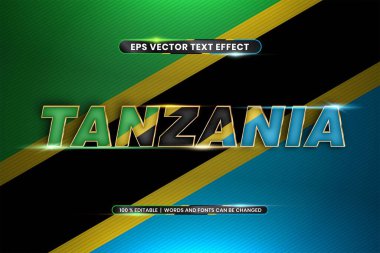 Düzenlenebilir metin efekti, ulusal bayrak taşıyan Tanzanya kelimesi