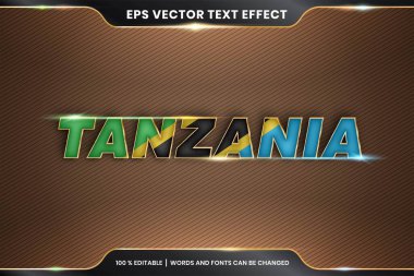 Düzenlenebilir metin efekti, ulusal bayrak taşıyan Tanzanya kelimesi