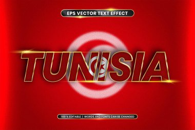Düzenlenebilir metin efekti - Ulusal ülke bayrağıyla Tunus
