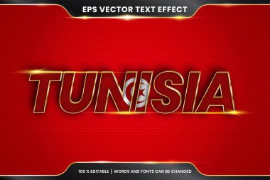 Düzenlenebilir metin efekti - Ulusal ülke bayrağıyla Tunus