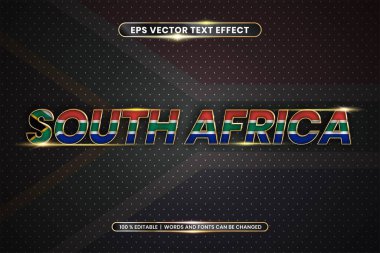 Düzenlenebilir metin efekti - Ulusal ülke bayrağıyla Güney Afrika