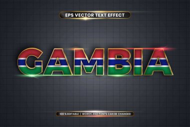 Düzenlenebilir metin efekti - Ulusal ülke bayrağıyla Gambiya