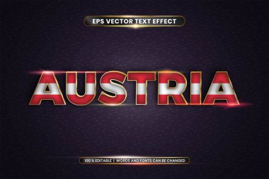Düzenlenebilir metin efekti, ulusal bayrak taşıyan Avusturya kelimesi