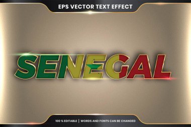 Düzenlenebilir metin efekti - Ulusal ülke bayrağıyla Senegal