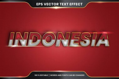 Düzenlenebilir metin efekti - Ulusal ülke bayrağıyla Endonezya