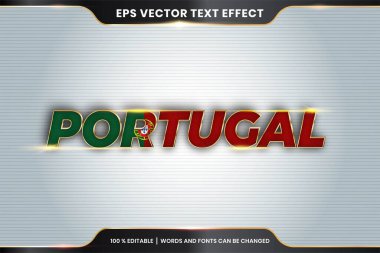 Düzenlenebilir metin efekti - Ulusal ülke bayrağıyla Portekiz