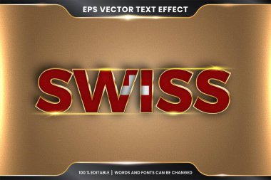 Düzenlenebilir metin efekti - Ulusal ülke bayrağıyla İsviçre