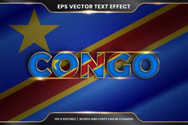 Düzenlenebilir metin efekti - Ulusal ülke bayrağıyla Kongo