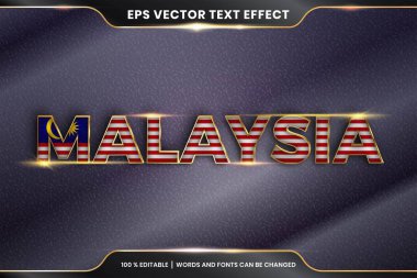 Düzenlenebilir metin efekti - Ulusal ülke bayrağıyla Malezya