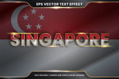 Düzenlenebilir metin efekti - Ulusal ülke bayrağıyla Singapur