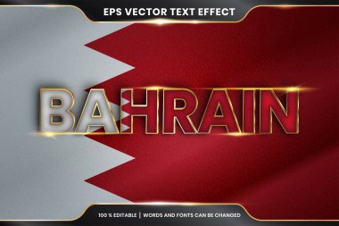 Düzenlenebilir metin efekti - Ulusal ülke bayrağıyla Bahreyn