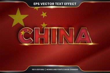 Düzenlenebilir metin efekti - Ulusal ülke bayrağıyla Çin
