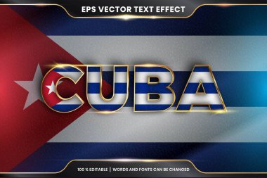 Düzenlenebilir metin efekti - Ulusal ülke bayrağıyla Küba