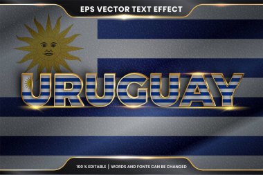 Düzenlenebilir metin efekti biçimi - Ulusal ülke bayrağıyla Uruguay