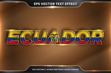 Düzenlenebilir metin efekti biçimi - Ulusal ülke bayrağıyla Ekvador