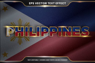 Düzenlenebilir metin efekti - Ulusal ülke bayrağıyla Filipin