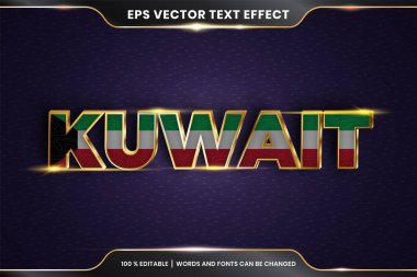 Düzenlenebilir metin efekti - Ulusal ülke bayrağıyla Kuveyt