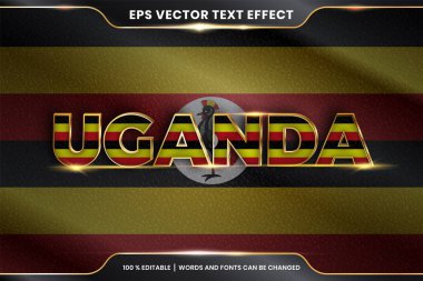 Düzenlenebilir metin efekti - Ulusal ülke bayrağıyla Uganda