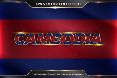 Düzenlenebilir metin efekti - Ulusal ülke bayrağıyla Kamboçya