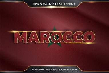 Düzenlenebilir metin efekti - Ulusal ülke bayrağıyla Fas