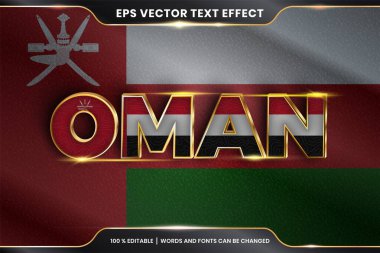 Düzenlenebilir metin efekti - Ülke bayrağıyla Umman
