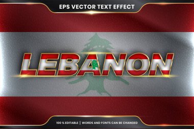 Düzenlenebilir metin efekti - Ulusal ülke bayrağıyla Lübnan
