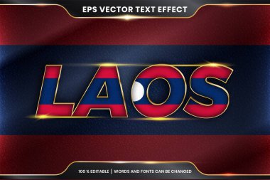 Düzenlenebilir metin efekti - Ulusal ülke bayrağıyla Laos