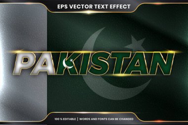 Düzenlenebilir metin efekti - Ulusal ülke bayrağıyla Pakistan