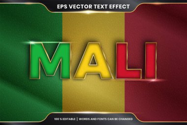 Düzenlenebilir metin efekti - Ulusal ülke bayrağıyla Mali