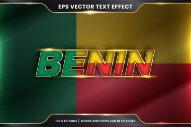Düzenlenebilir metin efekti biçimi - Ulusal ülke bayrağıyla Benin