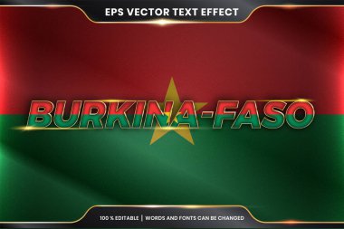 Ulusal ülke bayrağıyla Burkina Faso, altın rengi konseptiyle düzenlenebilir metin efekti