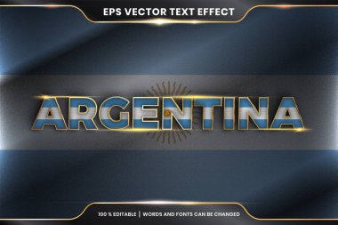 Ulusal ülke bayrağıyla Arjantin, altın rengi kavramıyla düzenlenebilir metin efekti
