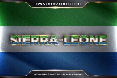 Ulusal ülke bayrağıyla Sierra Leone, altın rengi konseptiyle düzenlenebilir metin efekti tarzı