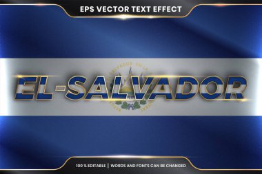 Ulusal ülke bayrağıyla El-salvador, altın rengi konseptiyle düzenlenebilir metin efekti tarzı