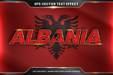Arnavutluk ulusal ülke bayrağıyla, altın rengi konseptiyle düzenlenebilir metin efekti tarzıyla