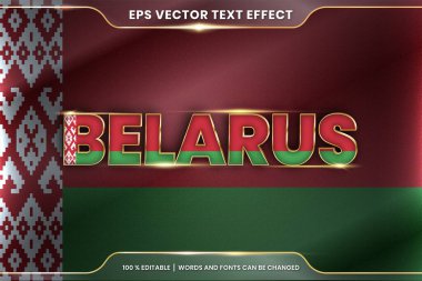 Belarus 'un ulusal ülke bayrağı, düzenlenebilir metin efekti biçimi ve gradyan altın rengi konsepti