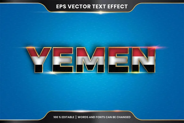 Effet Texte Modifiable Yémen Avec Son Drapeau National — Image vectorielle