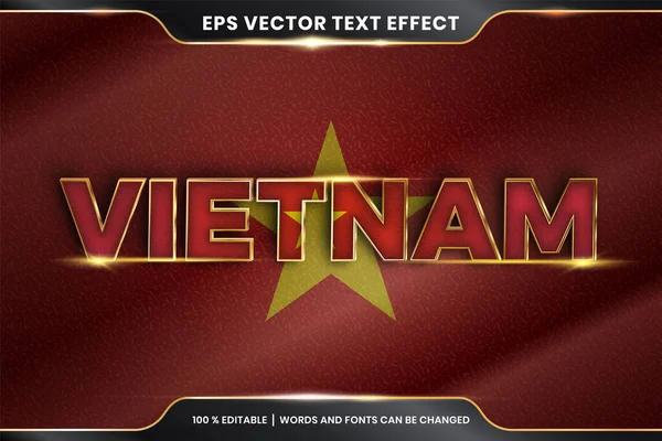 Efecto Texto Editable Vietnam Con Bandera Nacional — Archivo Imágenes Vectoriales