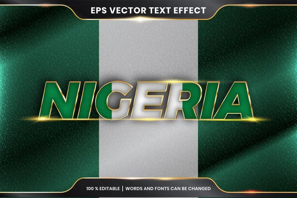 Effet Texte Modifiable Nigéria Avec Son Drapeau National — Image vectorielle