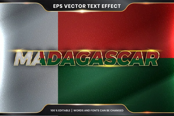 Efecto Texto Editable Madagascar Con Bandera Nacional — Archivo Imágenes Vectoriales