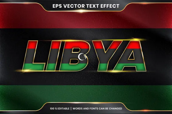Effet Texte Modifiable Libye Avec Son Drapeau National — Image vectorielle