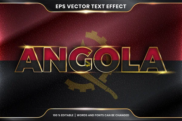 Efecto Texto Editable Angola Con Bandera Nacional — Archivo Imágenes Vectoriales