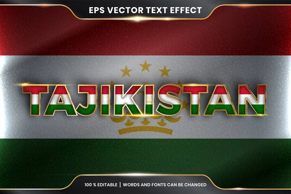 Tayikistán Con Bandera Nacional Estilo Efecto Texto Editable Con Concepto — Archivo Imágenes Vectoriales