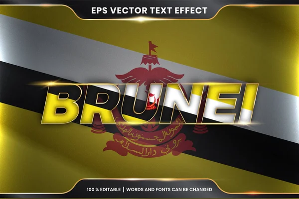 Brunei Avec Son Drapeau National Style Effet Texte Modifiable Avec — Image vectorielle